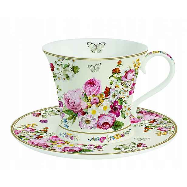 Šálek S Podšálkem Porcelán Květiny Blooming