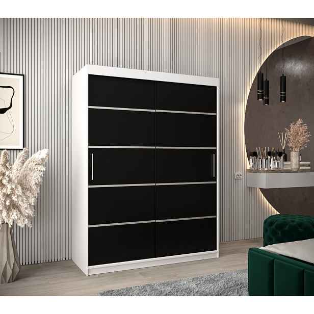 Šatní skříň ENNI - šířka 150 cm, bílá / černá