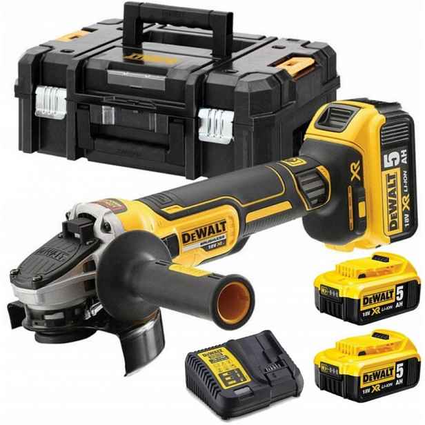 Úhlová bruska 125mm, sada 3x5Ah nabíječka 18V Xr DGC405P3 DeWALT