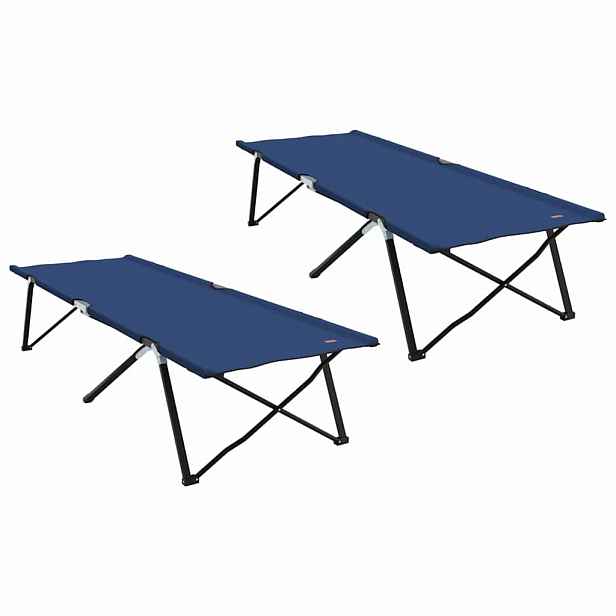 vidaXL Skládací kempingová postel 2 ks Modrá 206 x 76 x 74 cm