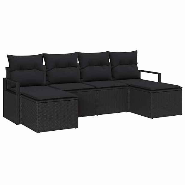 vidaXL Set pohovek 6 ks Černá polyratan