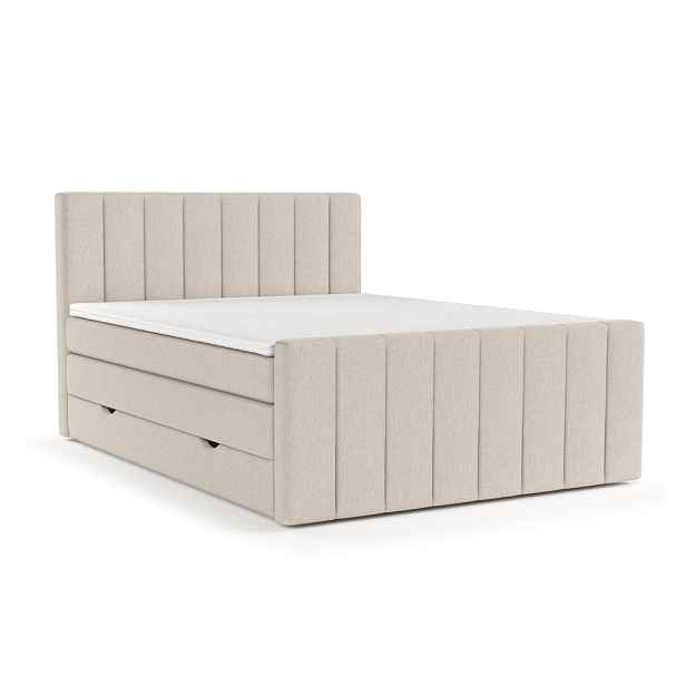 Béžová boxspring postel s úložným prostorem 200x200 cm Ruby – Maison de Rêve