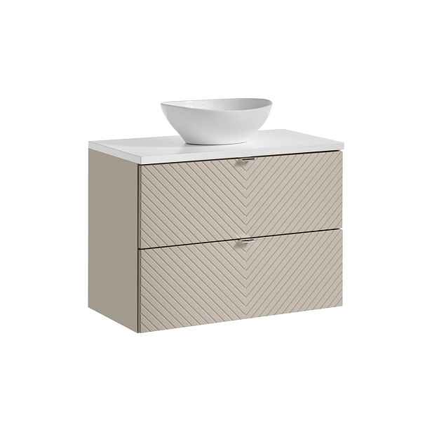 Comad Závěsná skříňka Viva Cashmere s deskou a umyvadlem 80 cm kašmír/bílá
