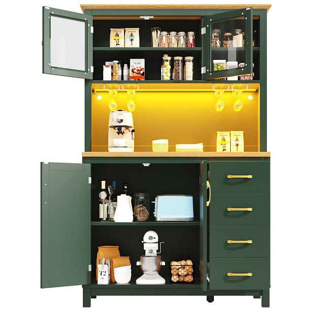 Modenvie BUFFET z MDF, 105,5/40/180 cm, zelený, s LED osvětlením