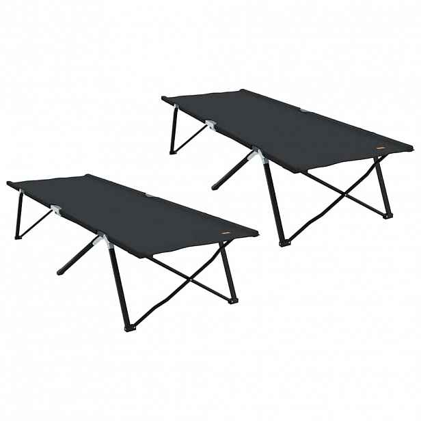 vidaXL Skládací kempingová postel 2 ks Černá 206 x 76 x 74 cm