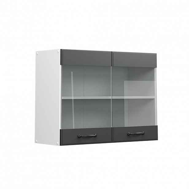 Vicco SKLENĚNÁ KUCHYŇSKÁ SKŘÍŇKA R-Line Antracitový venkovský dům 80 cm