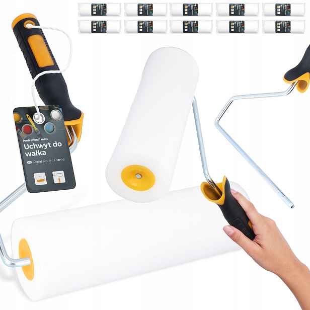 10x Malířský Váleček Pěnový Houbový 25 cm Malování Stropů Stěny Držák