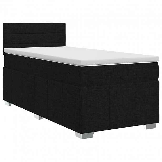 vidaXL Postel boxspring s matrací s čelo Černá 90 x 190 cm Textil