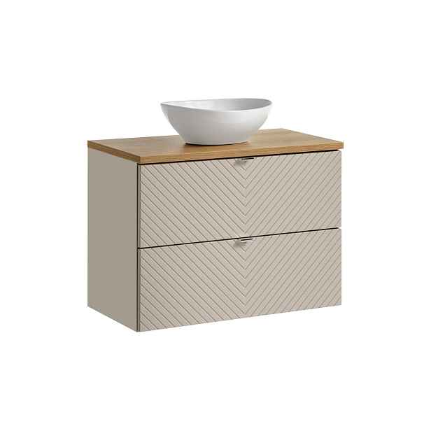 Comad Závěsná skříňka Viva Cashmere s deskou a umyvadlem 80 cm kašmír/dub evoke