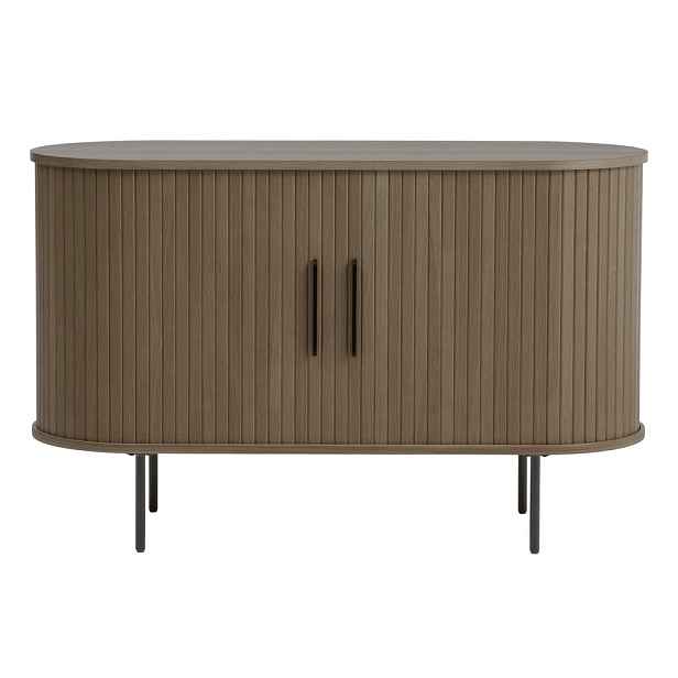 Hnědá komoda v dekoru dubu s posuvnými dveřmi 120x76x45 cm Nola – Unique Furniture