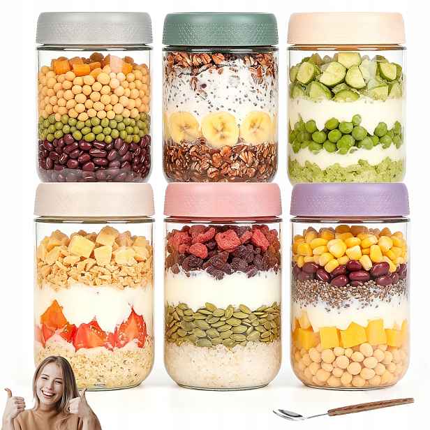 Sklenice Na Jogurt Ovesné Kaše Overnight Oats Hermetické Víčka