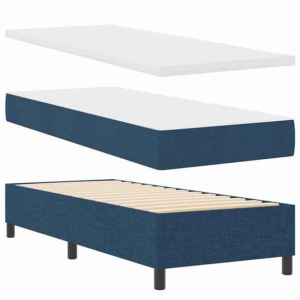 vidaXL LED box pružinová postel s čelo Modrá 80 x 200 cm textil