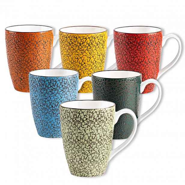6 x Porcelánové šálky na kávu Latte 450 ml Wilmax Sada 6 barev