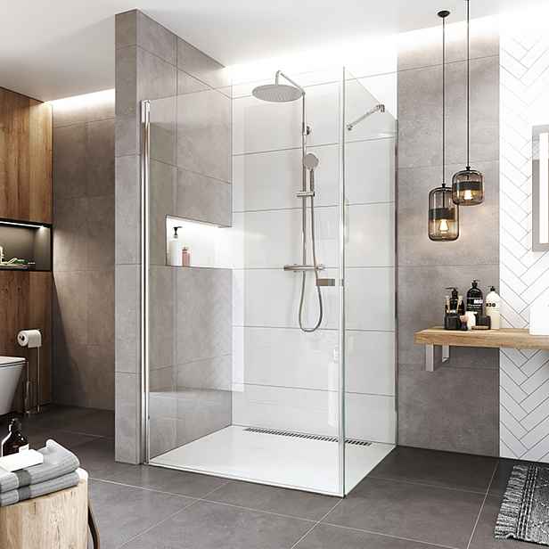 Dveře sprchové + boční stěna Mereo Novea CK11923Z 900×800 mm chrom/čiré sklo