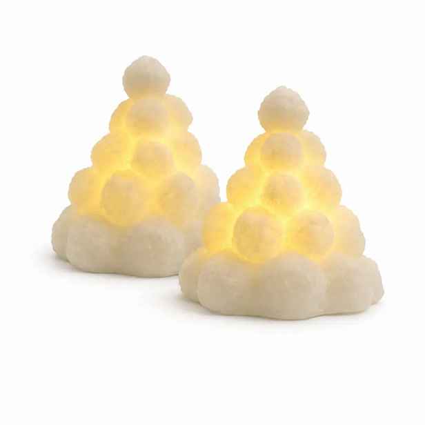LED svíčky z pravého vosku na baterie, sněhové koule, ø 8 × 10 cm, bílá, sada 2 ks, CR2032