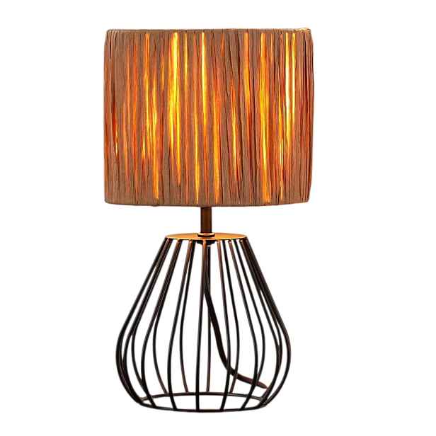 Stolní lampa Boho Černá Stínidlo Pletená šňůra E14 Led 4W 29 cm