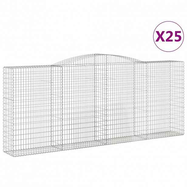 vidaXL Klenuté gabionové koše 25ks 400x50x160/180cm pozinkované železo