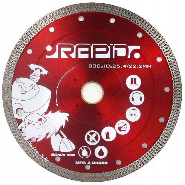 Diamantový Kotouč 200x10x25, 4/22, 2 MM Rapid Silent Cut Red