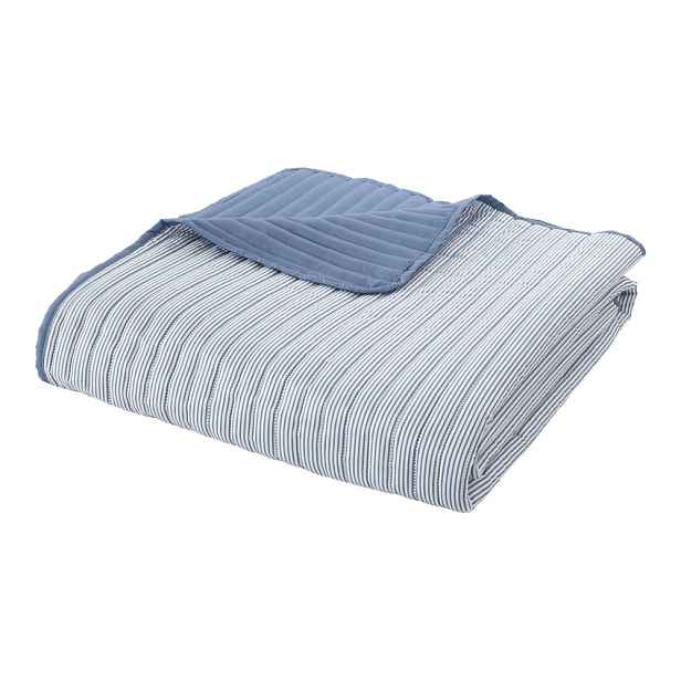 Modrý prošívaný přehoz 220x230 cm Stripe – Catherine Lansfield