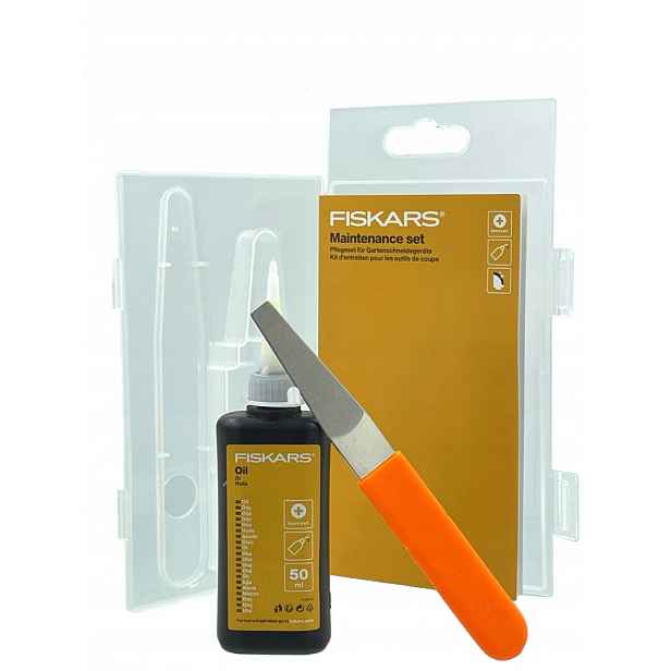 Sada pro údržbu nářadí Fiskars olej, pilník na mazivo