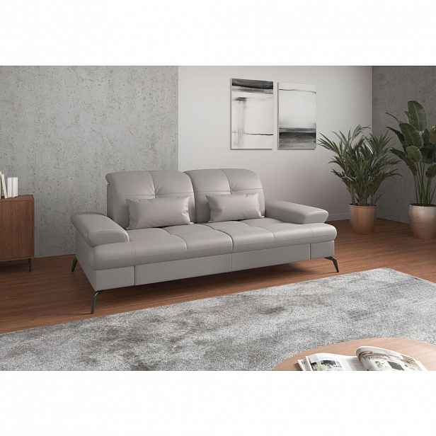 Sit & More 2,5SEDÁK, světle šedá, kombinace pravá kůže/látka