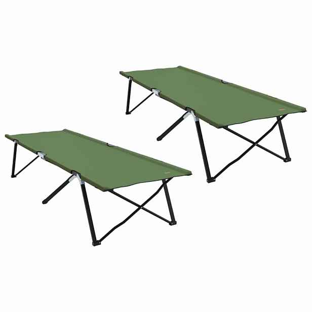 vidaXL Skládací kempingová postel 2 ks Zelená 206 x 76 x 74 cm