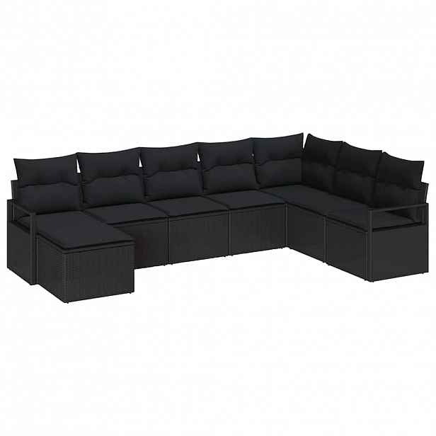 vidaXL Set pohovek 8 ks Černá polyratan