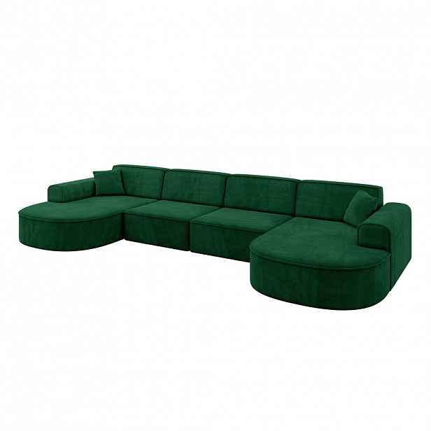 ALTDECOR SEDACÍ SOUPRAVA MARI-U2 – 388 × 171 × 79 cm, tmavě zelený velur