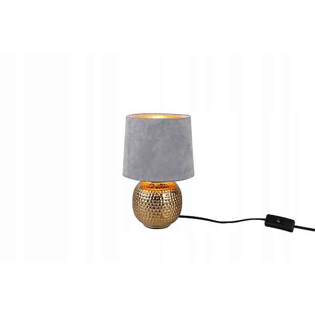 Keramická stolní lampa zlatá samet šedá Rl
