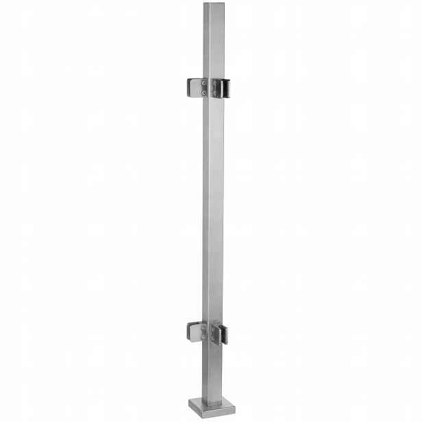 Rohový sloupek 110 cm pro skleněné zábradlí 40x40 Satén 4 držáky na sklo