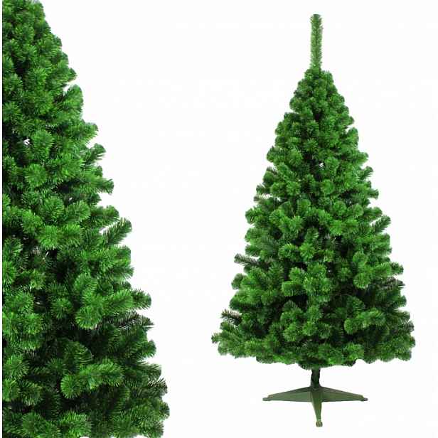 Umělý Vánoční Stromeček Zelený Se Zelenými Konci Hustý Se Stojanem 220 cm