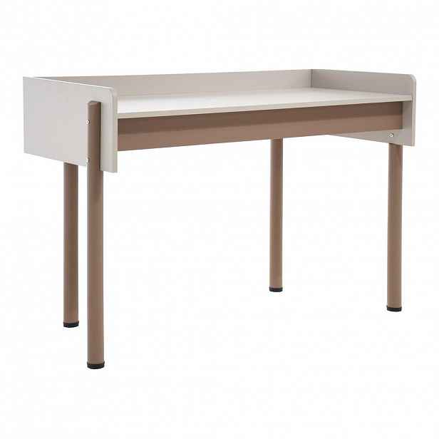 Beautysofa PSACÍ STŮL Boreo s hnědými kovovými nohami, 126 cm, kašmír + světle hnědá