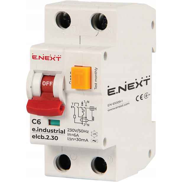 Diferenciální a nadproudový spínač Elcb C6 2p 30mA 6A