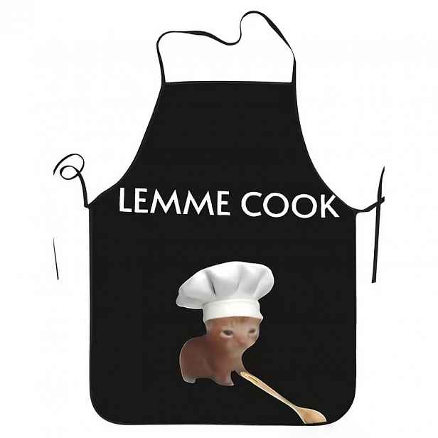 TEMU 1 ks Zástěra s potiskem kucharského koťátka s anglickým nápisem " Cook", vhodná pro muže i ženy pro domácí použití v kuchyni