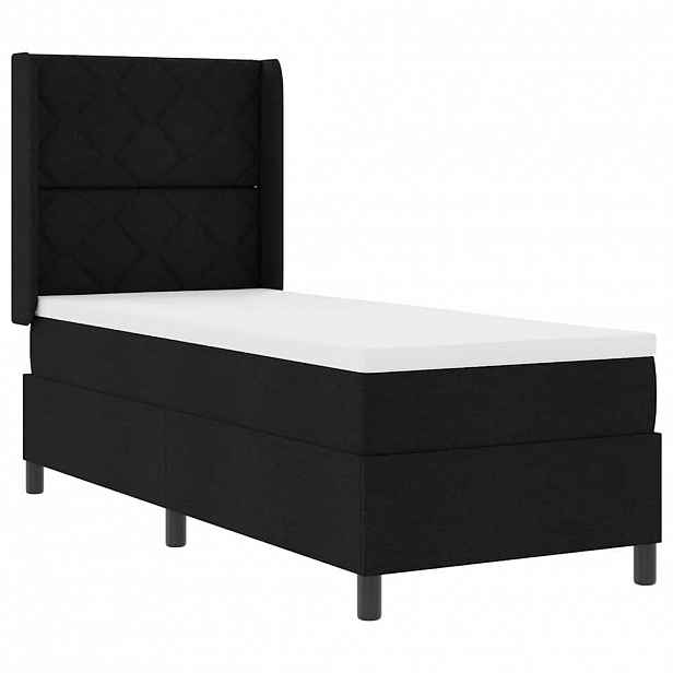 vidaXL LED box pružinová postel s čelo Černá 90 x 190 cm textil