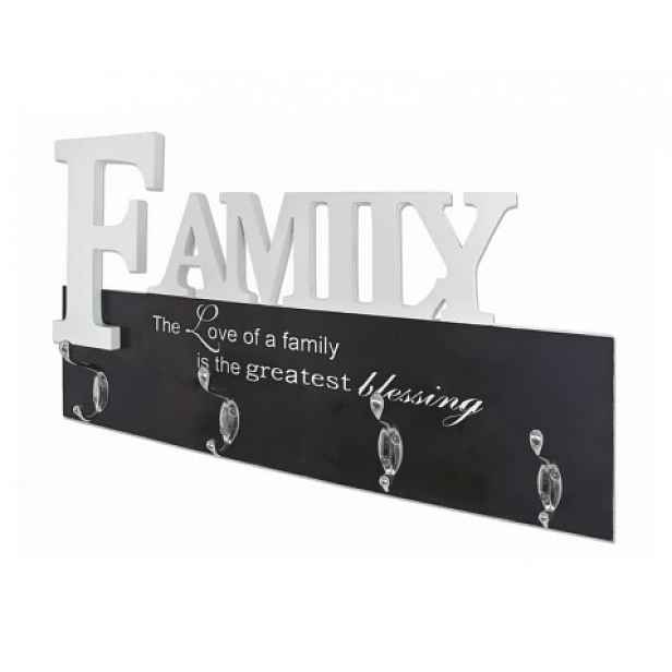 Nástěnný věšákový panel Family, bílý/černý