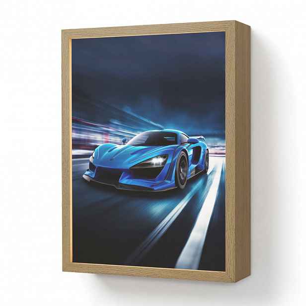 OnlyWow DOBÍJECÍ NOČNÍ LAMPIČKA Auto - Modrá - Chlapci - Dítě 30x40 cm