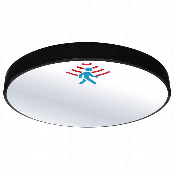 Přisazené Led Nástěnný Stropní Svítidlo 40cm Kulatý černé 40W 4000K 3400lm se senzorem