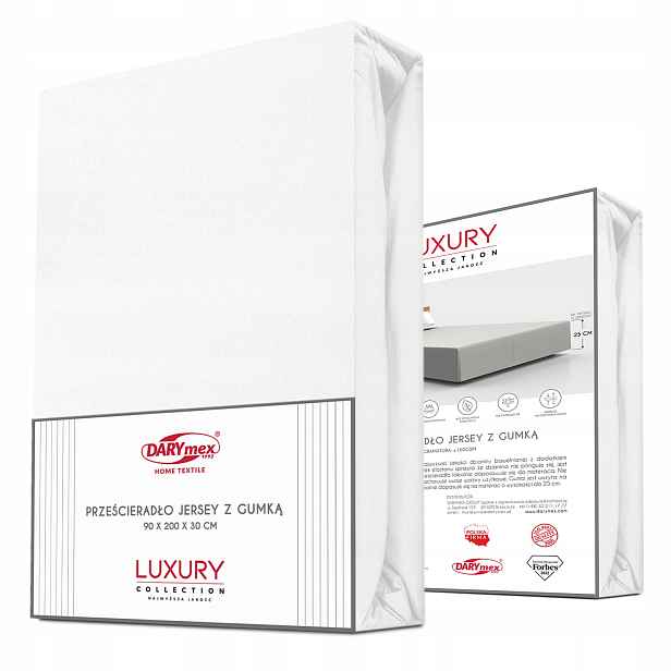 Prostěradlo jersey s Elastanem s gumou Bílé 220x200x30+25 elastické