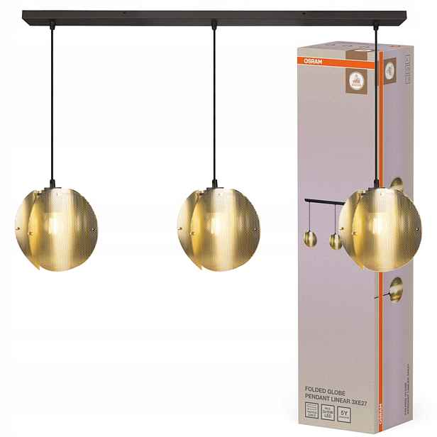 Závěsná stropní lampa Zwis 3x E27 Zlatý dekor Osram
