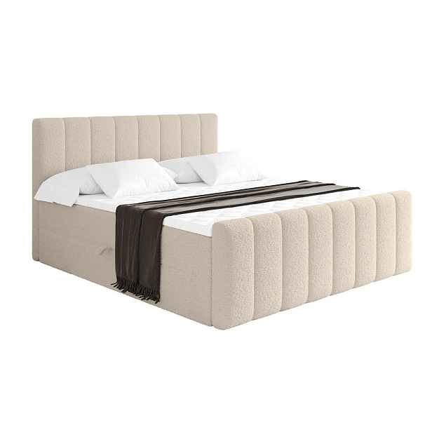 ALTDECOR KONTINENTÁLNÍ POSTEL s matrací H4 - OTTA-Z - 200x200 cm Tmavě béžová