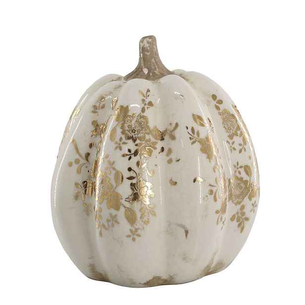Krémová antik dekorace dýně Melun gold M/L - Ø 16*18 cm Chic Antique