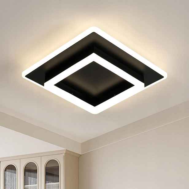 Stropní Led svítidlo, 30 W, černé akrylové čtvercové svítidlo, 4500 K, 30 cm