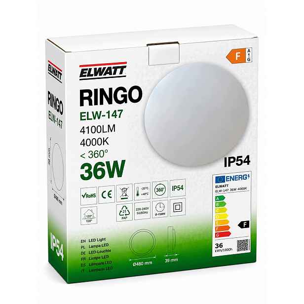 Stropní Svítidlo Led 36W 4100lm 4000K IP54 Garážová Sklepní Lampa Ø480