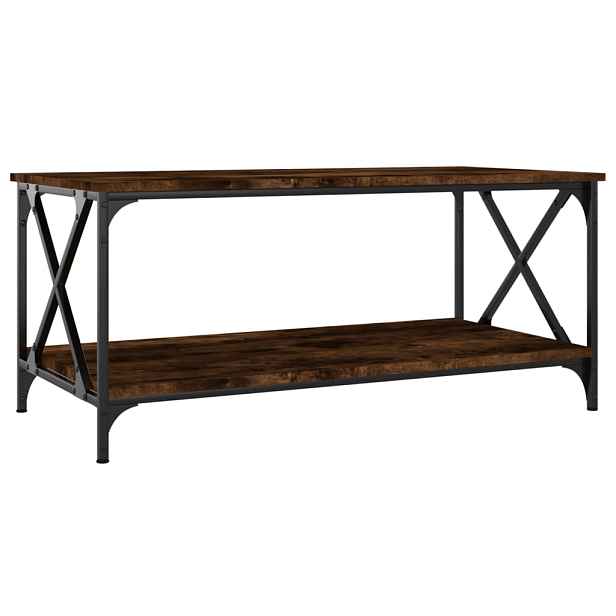vidaXL Konferenční stolek kouřový dub 100x50x45 cm kompozit a železo