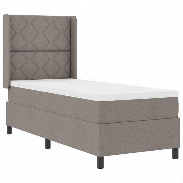 vidaXL LED box pružinová postel s čelo Taupe 90 x 190 cm textil