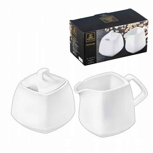 Cukřenka a mlékovka Wilmax bílá porcelánová sada 2 ks