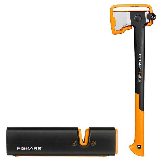 Fiskars Sada na dřevo Štípací sekera S keramický brousek