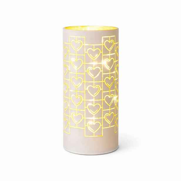 LED vánoční svícen na stůl srdce, 15 × 7 cm, skleněný