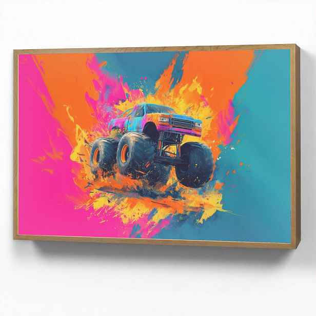 OnlyWow DOBÍJECÍ NOČNÍ LAMPIČKA Monster truck - Abstraktní - Stříkající barva - Barevné 90x60 cm
